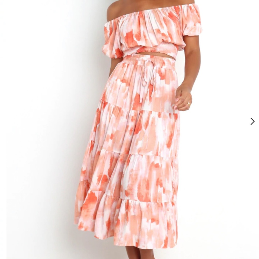 Petal & Pup Pink and Peach Snelly Top and Midi Skirt Matching Set